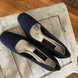 Stuart Weitzman size 6 1/2 blue heels fabric 2 1/2 inch
